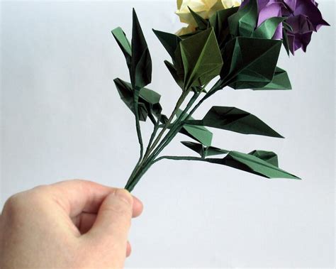 Purple Origami Rose Cream Origami Rose Origami Rose Bouquet Etsy