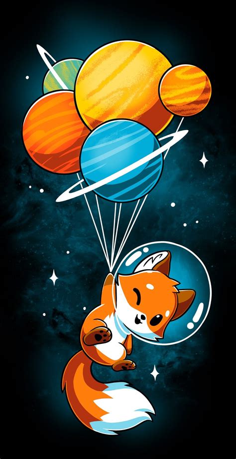 An Image Of A Fox Flying In The Sky With Balloons