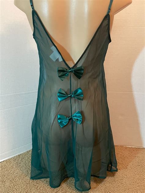 Vtg Chiffon String Bikini Panty Nightgown Nighty Slip Gem