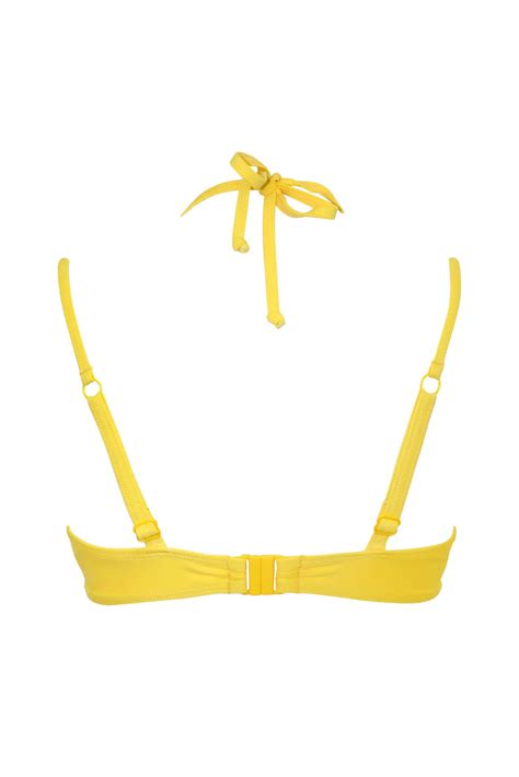 Gold Coast Underwired Double Strap Non Padded Bikini Top In Yellow