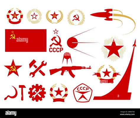 Símbolo De La Urss Conjunto De Iconos Del Comunismo Y El Socialismo Emblemas Soviéticos