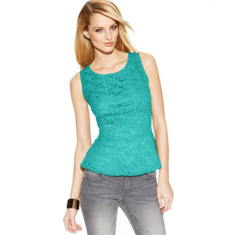 Lyst Inc International Concepts Petite Sleeveless Lace Peplum Top In