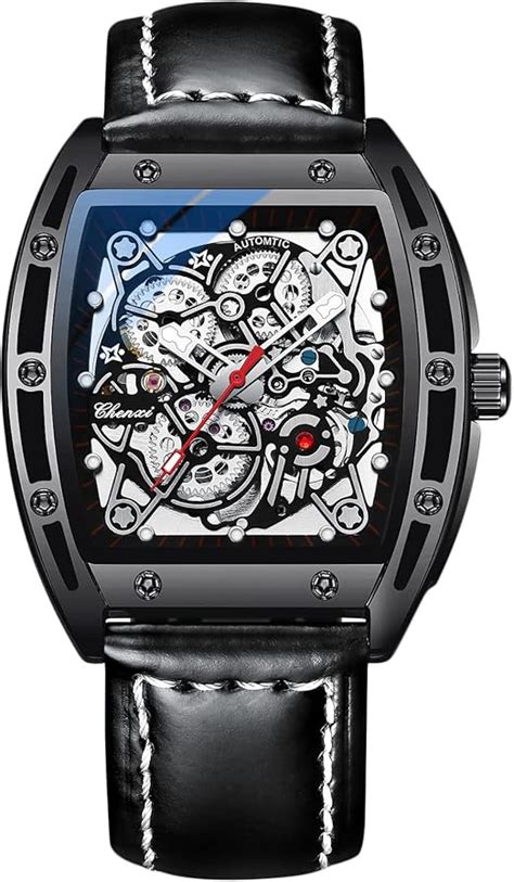 RORIOS Montre Homme Montre Mécanique Automatique avec Bracelet en Cuir