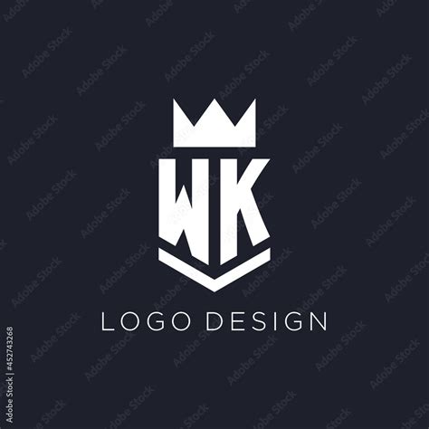 WK logo with shield and crown, initial monogram logo design Stock Vector | Adobe Stock