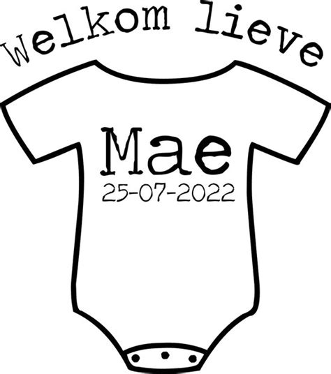 Raamsticker Romper Welkom Met Naam En Geboortedatum Baby Zwart X Cm