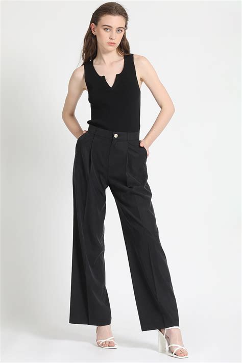 Ripley Pantalon Ancho Mujer Liola Negro Pinza