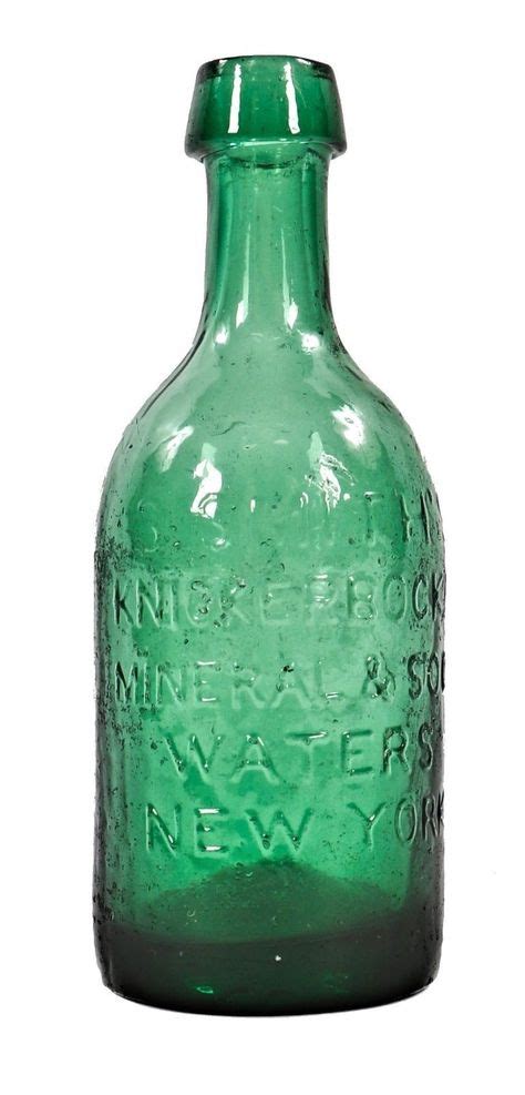 1840s Light Emerald Green Glass Knickerbocker Soda Bottle Ny Smith