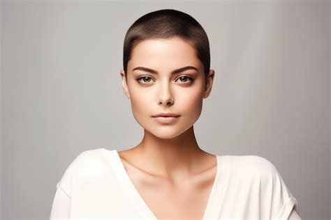 Premium Ai Image Fashionable Female With Buzz Cut Hairstyle