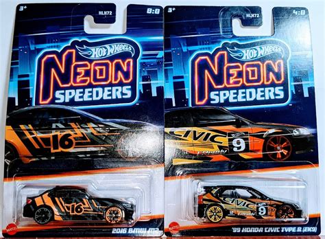 Hot Wheels Neon Speeders 99 Honda Civic Type R EK9 GReedy 2016 BMW M2