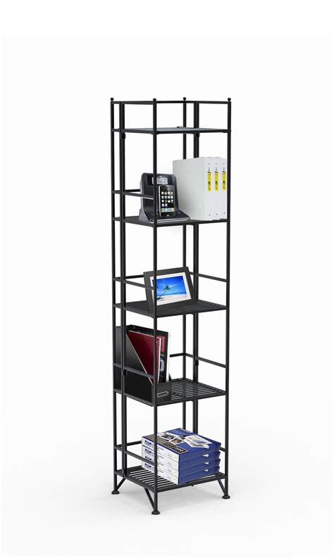 Convenience Concepts Xtra Storage 5 Tier Folding Metal Shelf Black