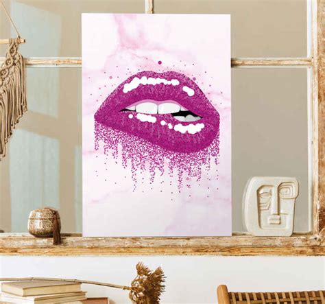 Quadro Decorativo moderno Lábios abstratos tons rosa TenStickers