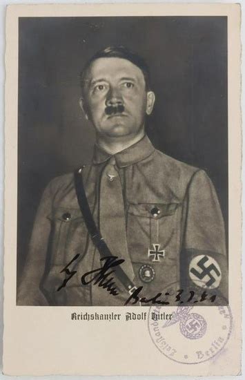 Wwii German Fuhrer Adolf Hitler Signed Postcard In United States