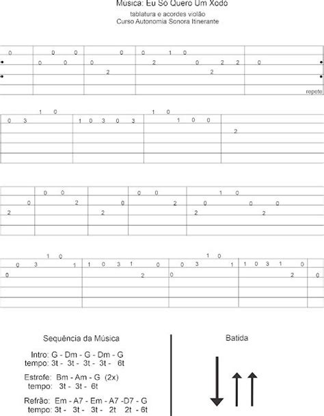 Tablatura Violão Eu só quero um xodó do artista Dominguinhos