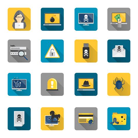 Hacker Icons Flat Buttons 439943 Vector Art At Vecteezy