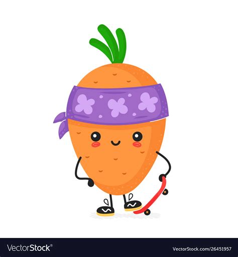 Cute Happy Smiling Skater Carrot Character Vector Image