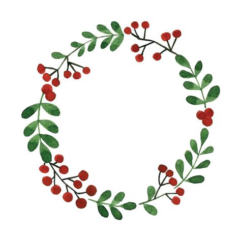 Watercolor Drawing Christmas Wreath Simple Illustration With A Wreath