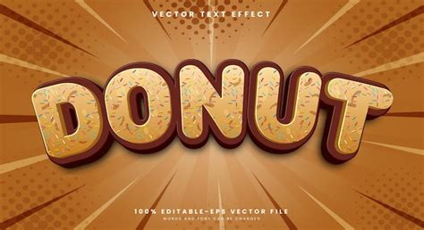 Premium Vector Donut Sweet Editable Text Effect With Dessert And Cake