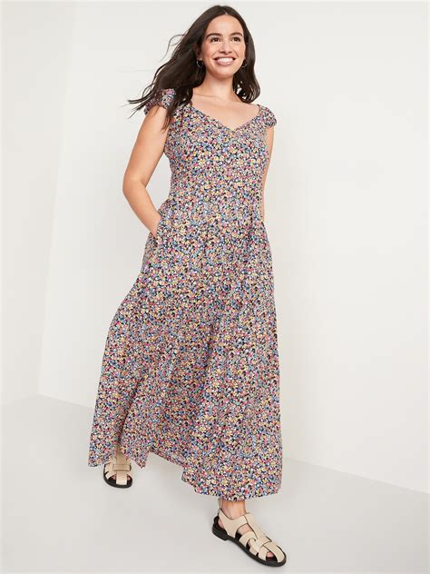 Tiered All Day Fit And Flare Maxi Dress Old Navy