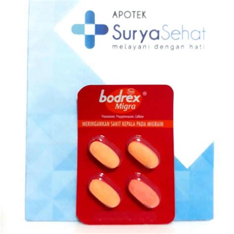 Bodrex Migra 1 Strip Isi 4 Kaplet Obat Migrain Sakit Kepala Lazada