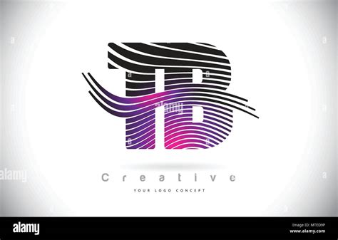 Tb T B Zebra Texture Letter Logo Design With Creative Lines And Swosh