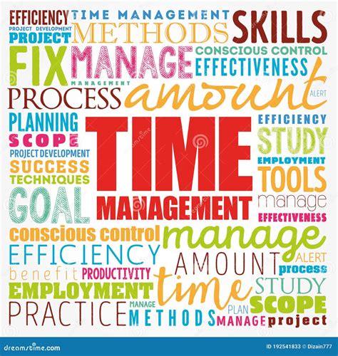 Time Management Word Cloud Collage Business Concept Background Stock