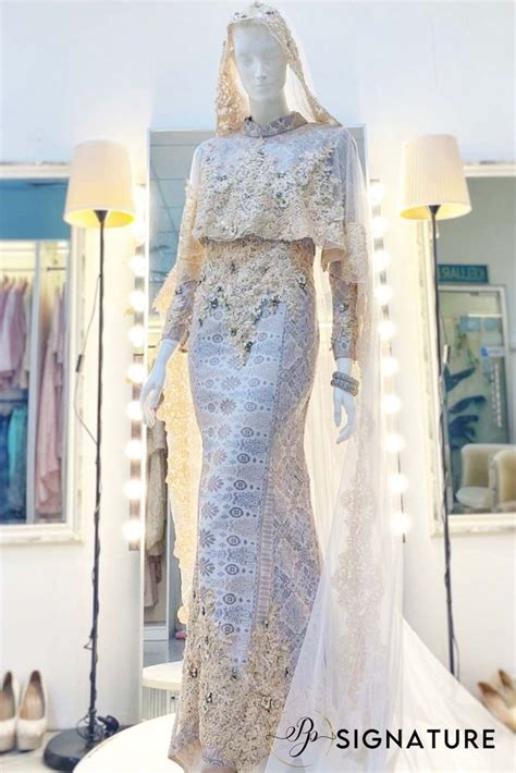 Elly Empress Dress With Long Cape Songket White Light Champagne