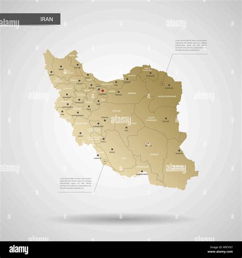 Vector estilizados irán mapa Infografía 3d oro ilustración mapa con