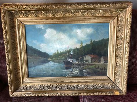 Original Oil Painting 25x19 Antique Signed Cant Make Out