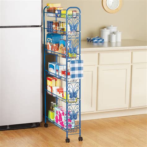 Metal Butterfly 6 Shelf Rolling Pantry Cart Collections Etc