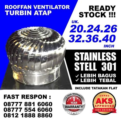 Jual Turbine Ventilator Blower Atap Rumah Pabrik 20 Inch Roof Fan