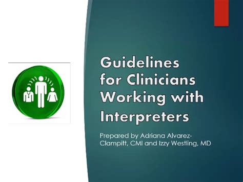 Guidelines For Clinicians Working With Interpreters Dr Izzy Westling