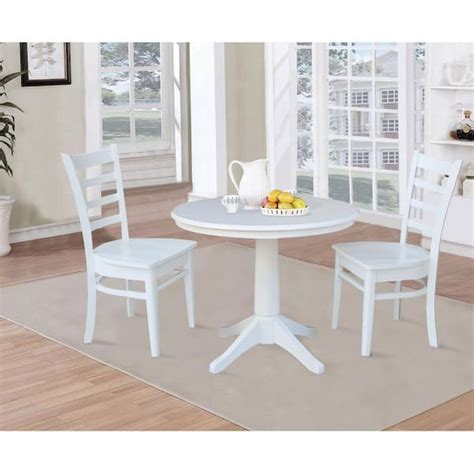 International Concepts 3 Piece Set Olivia White Solid Wood 36 In Round