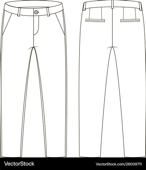 Fashion technical sketch trousers in Royalty Free Vector