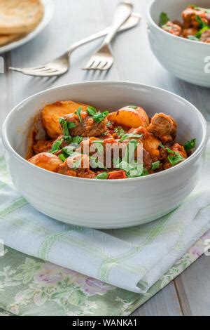 Aloo Gosht With Naan Bread Lamb And Potato Curry Cuisine Popular In