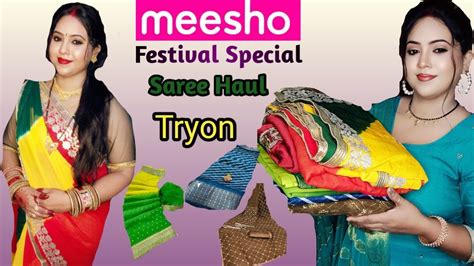 Huge Meesho Saree Haul Tryon Honest Review Neha Passi