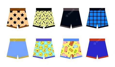 Premium Vector Set Of Colored Underpants Shorts With A Patternon