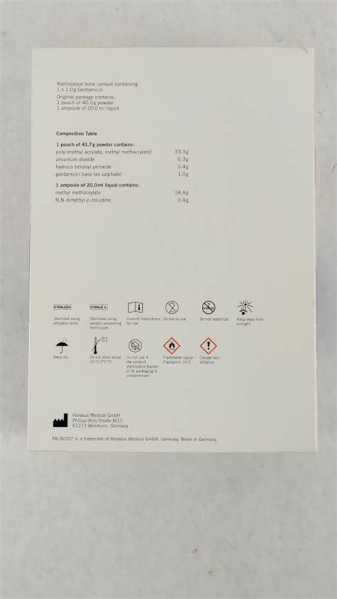 New HERAEUS 5036966 PALACOS LV G Radiopaque Bone Cement 1x40 1x1 0g