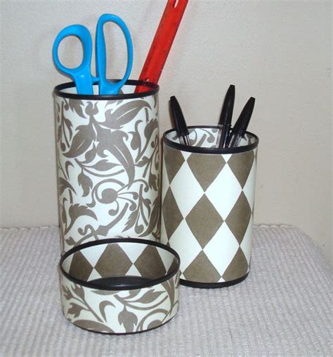 The Best Tin Can Desk Accessory Set Ever Pencil Holder Etsy