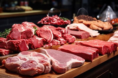 Premium Photo Fresh Quality Meat Showcased At A Butchers Shop