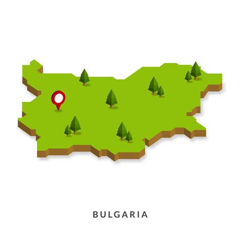 Mapa Isométrico De Bulgaria Mapa 3d Sencillo Ilustración Vectorial