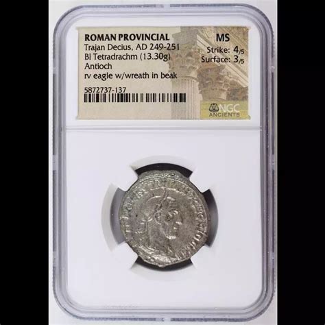 Ad Roman Provincial Trajan Decius Bi Tetradrachm Antioch Ngc