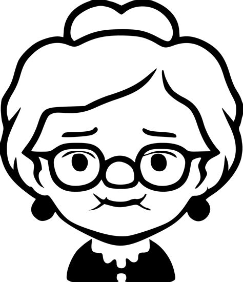 Grandma Black And White Vector Illustration 23855577 Vector Art At