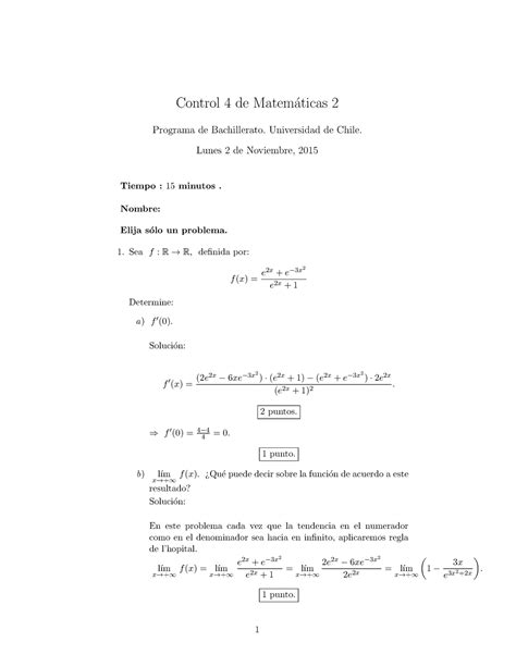 Exam 2 Noviembre 2015 Preguntas Y Respuestas Control 4 De Matem