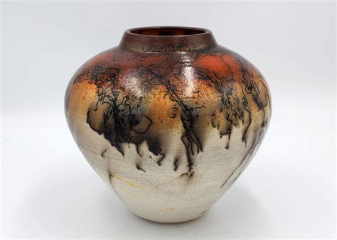 Raku Horse Hair Vase Etsy