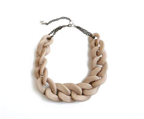 Nude Chunky Chain Necklace Oversized Chain Statement Necklace AlinaandT PinkLion