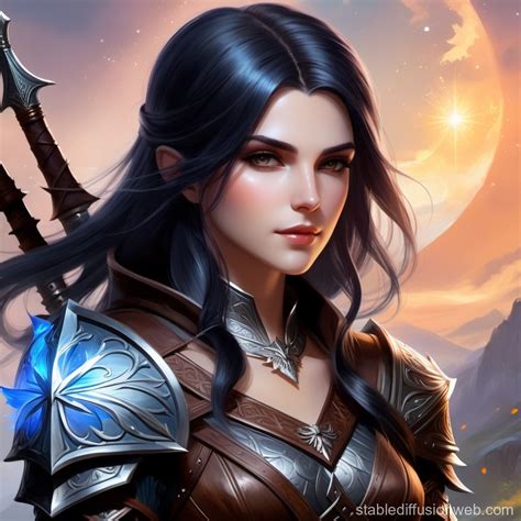 Black Haired Witcher In Leather Armor With Bow Stable Diffusion Online