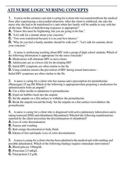 ATI NURSE LOGIC NURSING CONCEPTS ( LATEST 2024 / 2025 ) ACTUAL