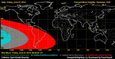 Crescent Moon Sighting Possibility Map 1435rmd6 27 2014 Alhabibs Blog