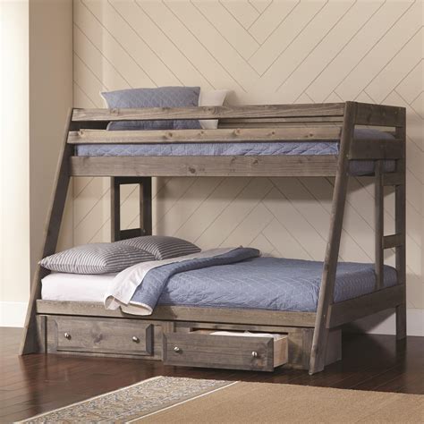 Coaster Wrangle Hill Twin Over Full Bunk Bed With Built In Ladder A1