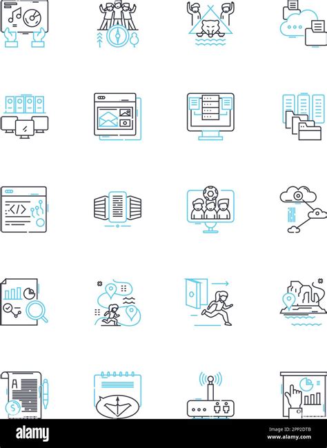 Data Science Linear Icons Set Analytics Big Data Machine Learning